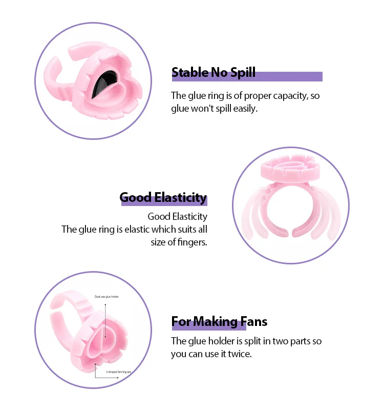 100 Pcs/Pack Wholesale Price Grafting False Eyelash Glue Fan Cup Rings Holder Eyelash Extension Tools Lash Supplies