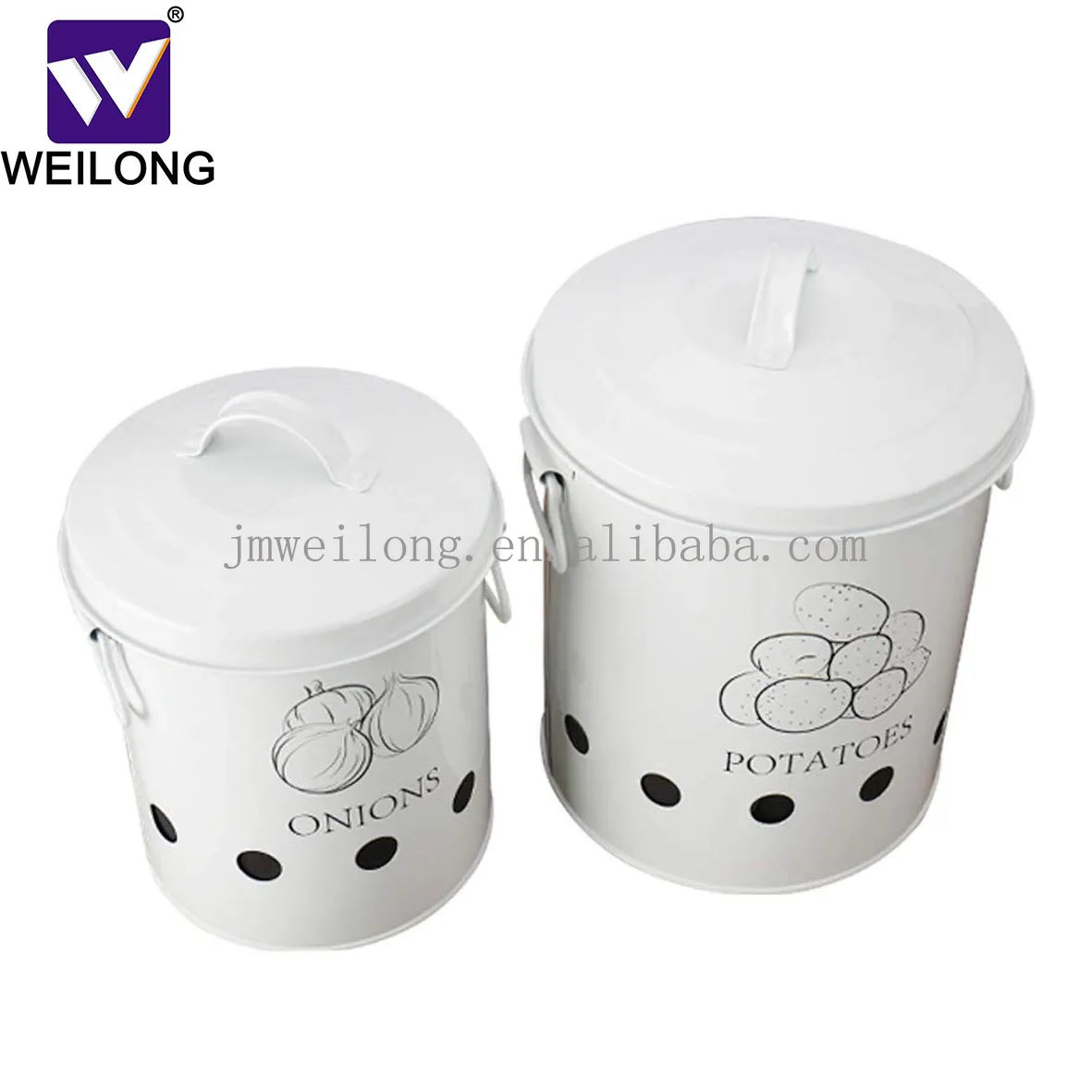 Vegeatable Storage Container Canister Pot for Potato Onion Garlic Coffee for Kitchen Counter with Aerating Storage Holes & Lid