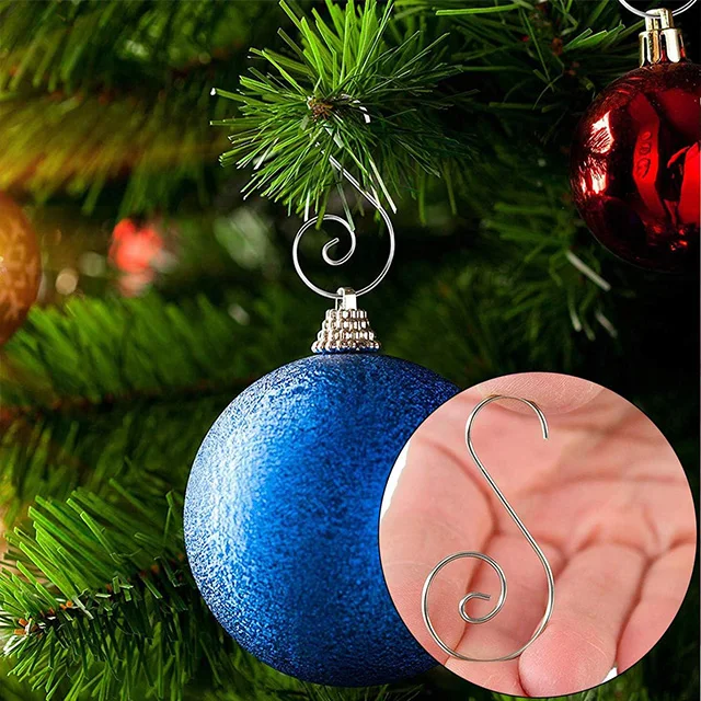 Silver Stainless steel S shape Christmas Tree Ornament Hangers Metal Wire Hangers for Hanging Decorations pack of 20pcs