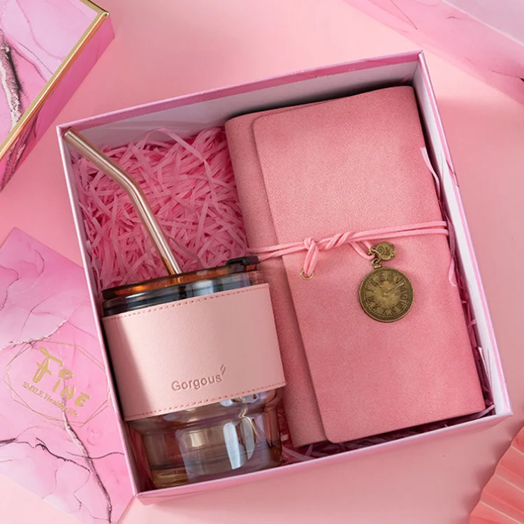 Nice Pink green blue yellow gift box for girl with glass cup and notebook umbrella sets 2022 gift ideas Best Wedding  Gifts