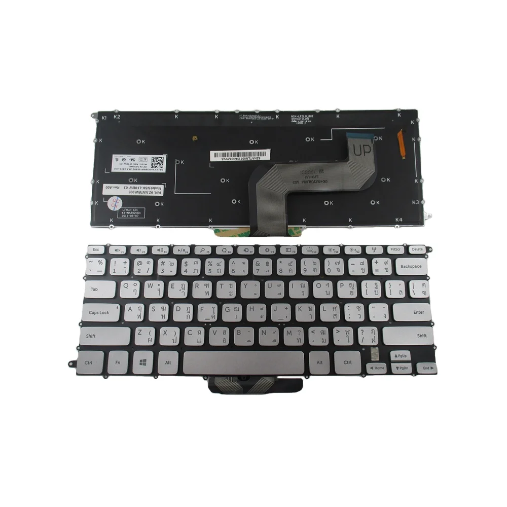 Brand new laptop keyboard for dell inspiron 14-7000 7437 backlit thai nsk-lf0bw silver