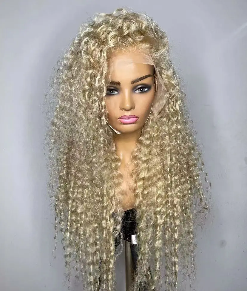 613 Blonde Colored Wigs 13x6 Lace Frontal Closure Wigs Human Hair Pre Plucked Peruvian Raw Virgin Hair Glueless Lace Curly Wigs