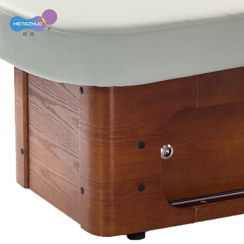Automatic Smart Lift Electric Massage Table for Beauty Salon Large Storage Drawer Wooden Base Spa Clinic Bed with 2 Motors