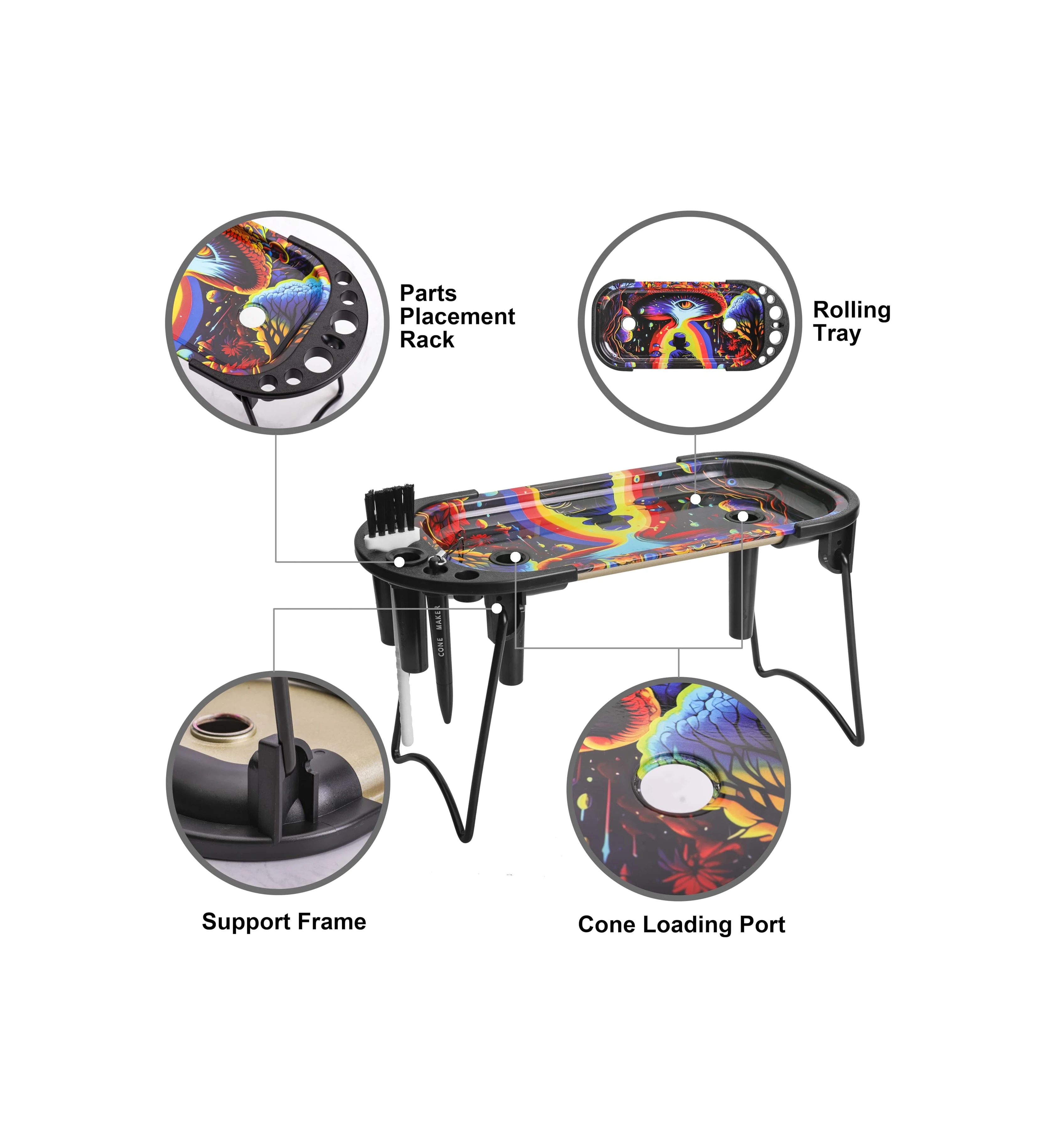 Cigarette Workbench Horn Tube Plastic Filling Tool Set Mini Tinplate Tobacco Rolling Tray