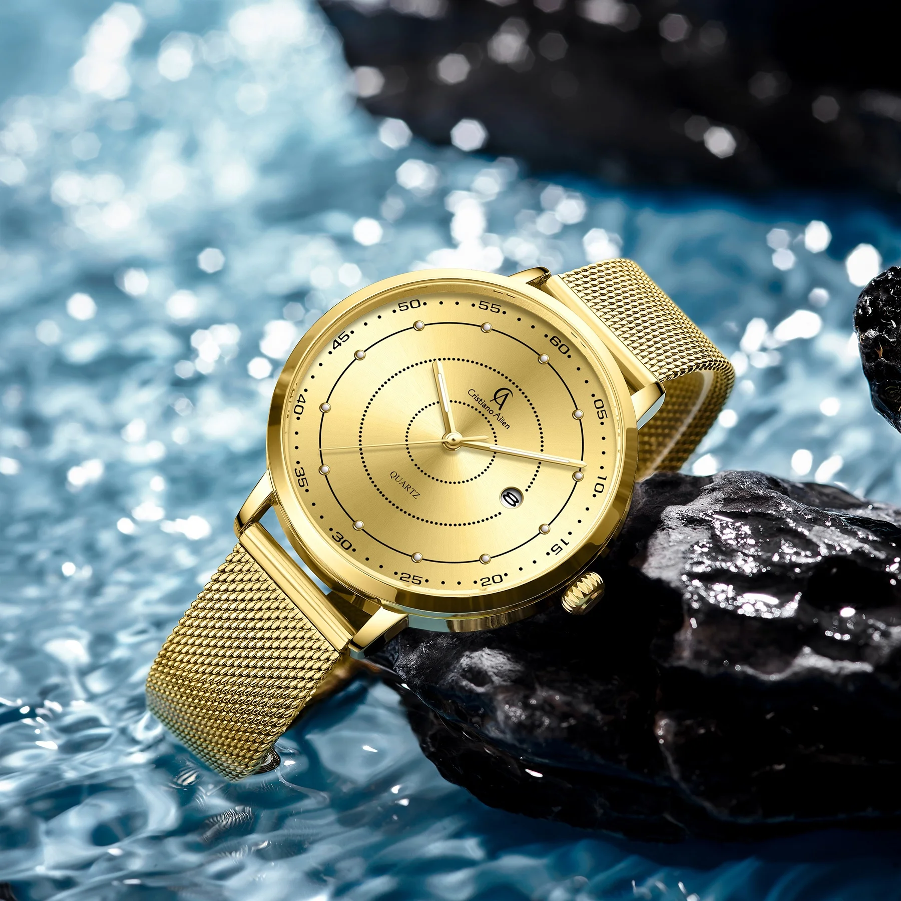 Cristiano Aillen CA0838 Hot Selling Minimalist Business No Blue Glass  Automatic calendar Men Wrist Watch