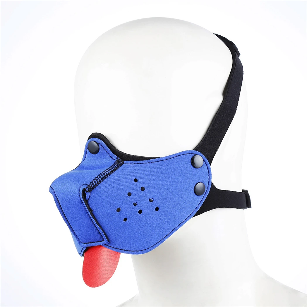 PU Leather Dog Hood,Head Harness Headgear Leather Costume Bondage Maskes,Halloween Restraint Hood Black Mouth Gag