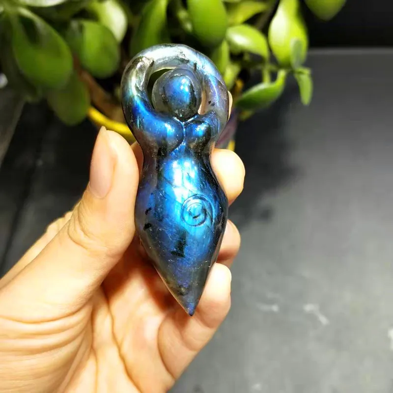 High Quality Natural Gemstone Hand-carved Labradorite Goddess Crystal Crafts For Decoration
