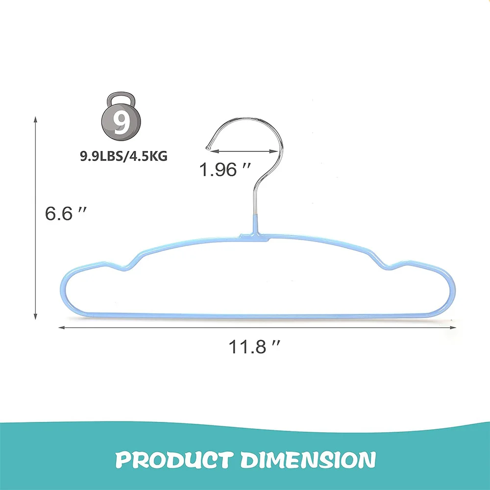 LINDON Colorful Non Slip Scented PVC Coated Metal Wire Baby Kids Hangers for Clothes