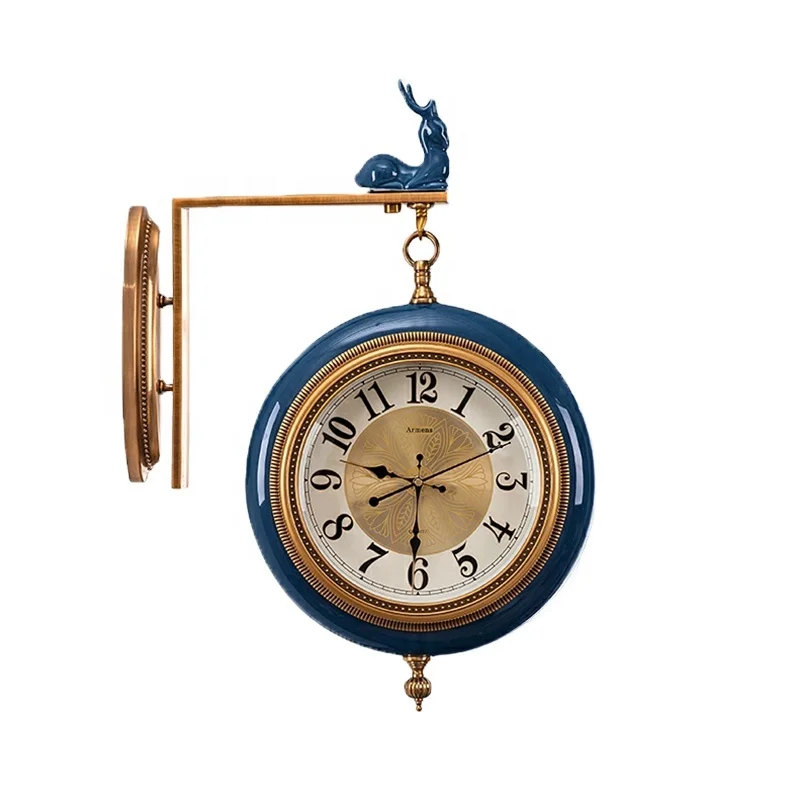 2023 new customizable digital clock face metal material reversible double sided wall clock