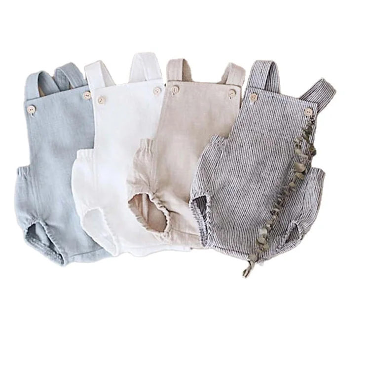 Wholesale Sleeveless baby boys linen romper jumpsuit