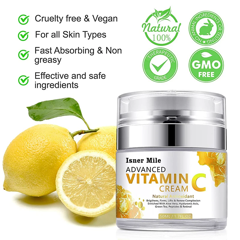 Natural Organic Vegan Vitamin C Brightening Whitening Anti-Wrinkle Cream