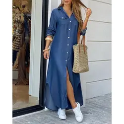 2022 Fashion women autumn long shirt dresses multi printings & fabrics for quality lady casual fall dress