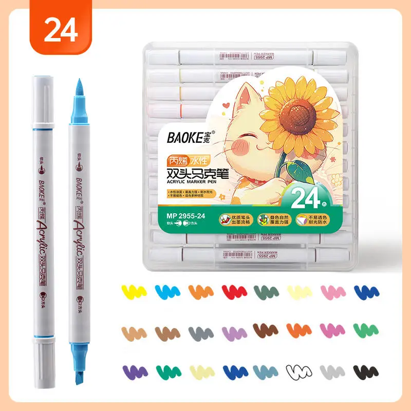 12 24 36 48 60 Colors Bright Highlighters Dual Tip Acrylic Paint Brush Pen Sets Marker Pen