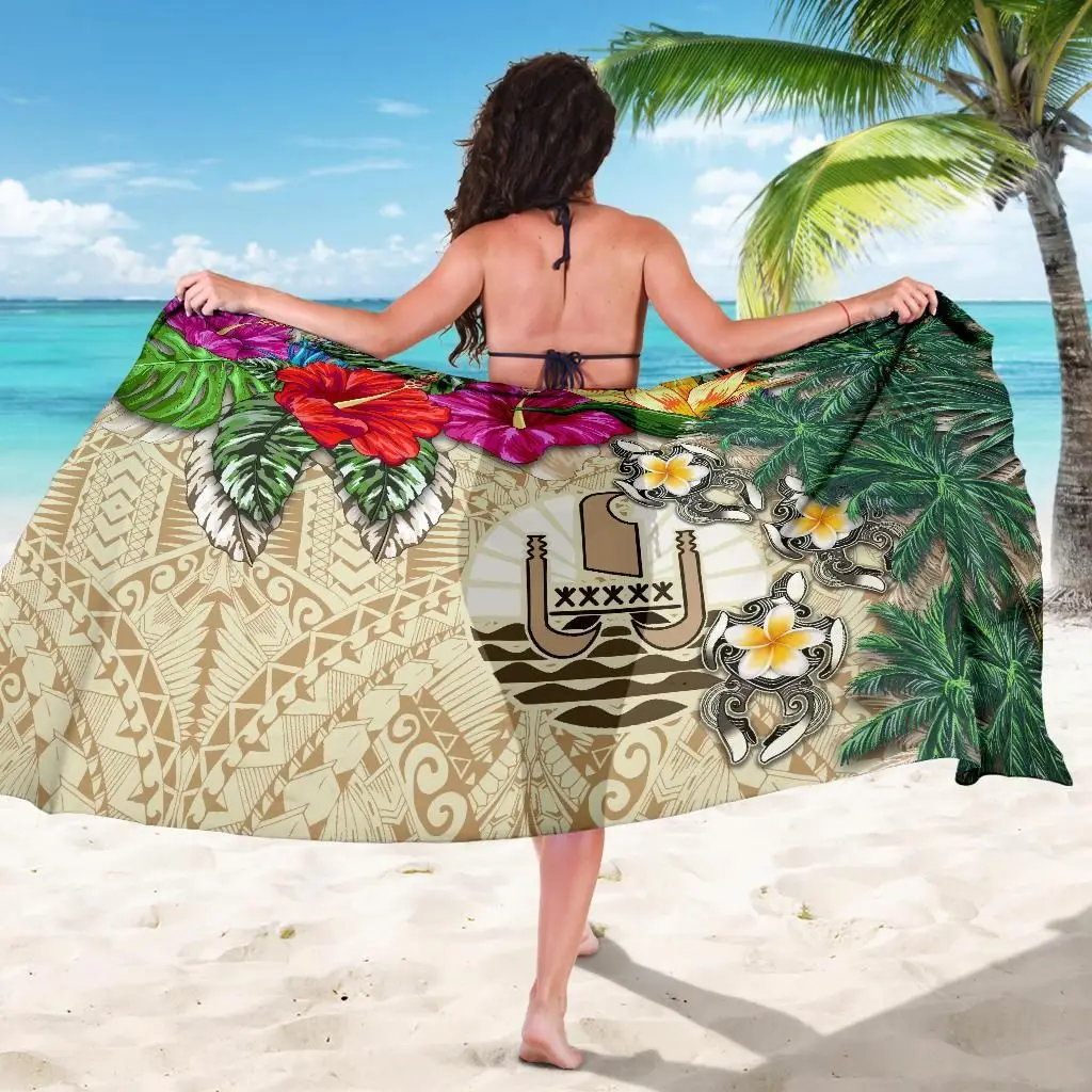 Sublimation Ethnic Bird Of Paradise Pattern Print Beach Sarongs Wrap Custom Logo Pareo Hawaii Beach Sarong OEM Manufacturer