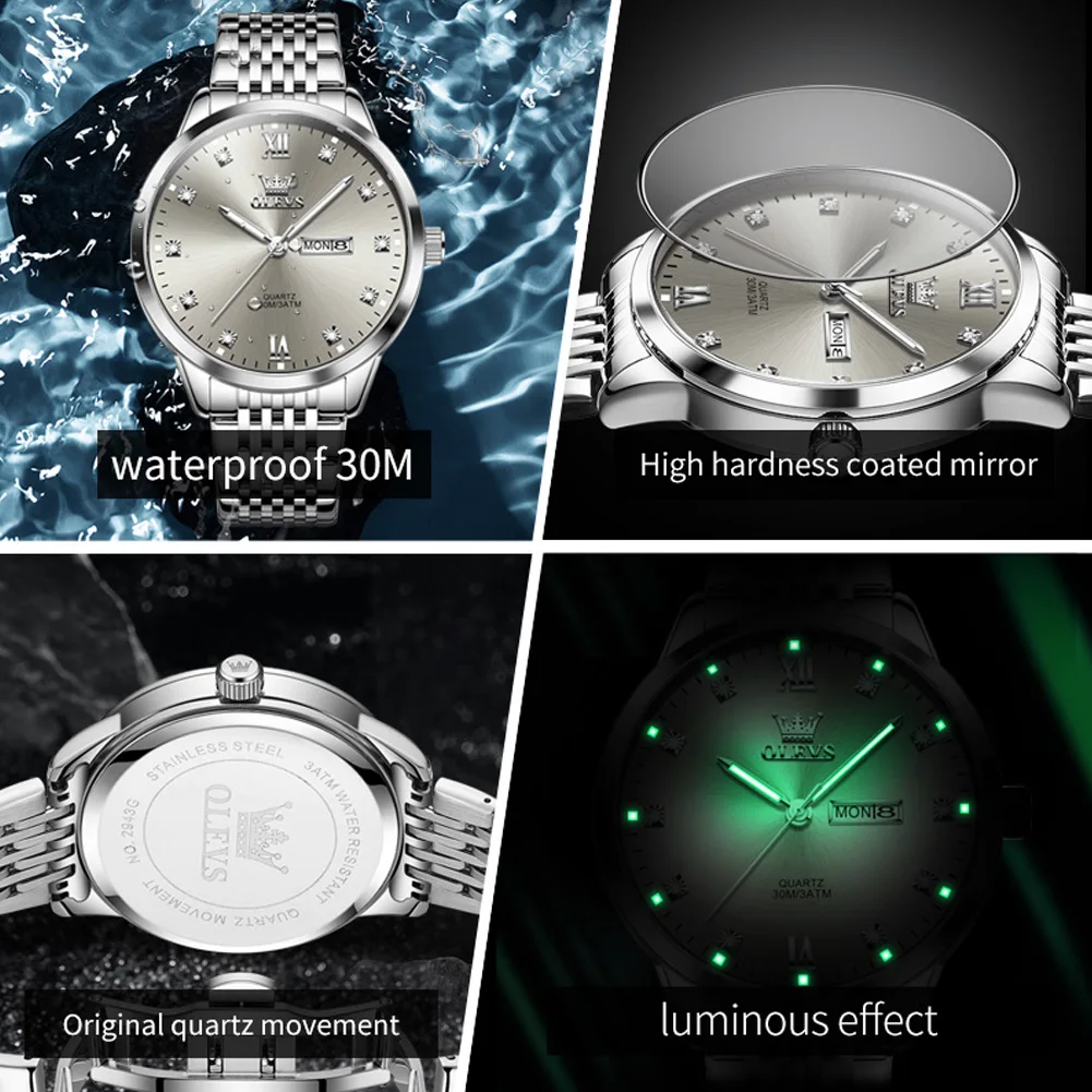OLEVS 2943 Watch Men Special Dial Stainless Steel Strap with 3ATM Waterproof Luxury Watch Watches