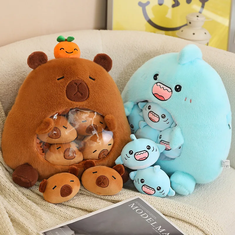 Baby Cute Custom Soft Shark Capybara Toys Backpacks bag Plush Capybara stuffed toys for kids