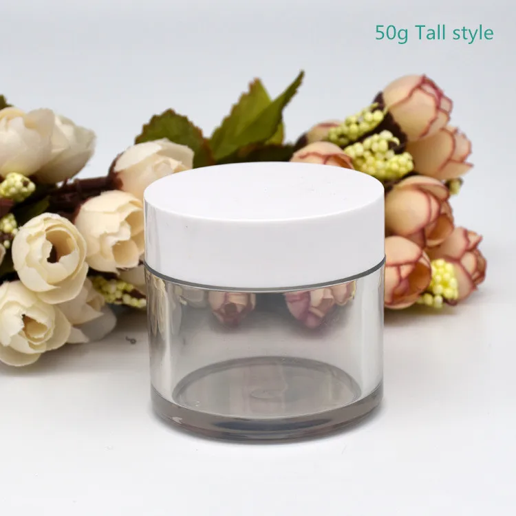 30g 50g 100g PET cosmetics empty thickened cream clear jar with white cap