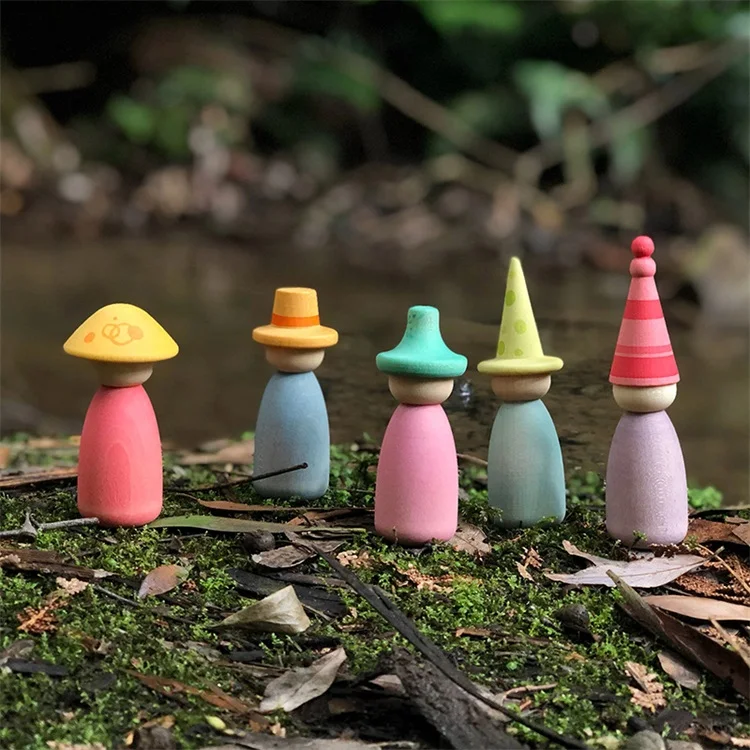 New Hat Changing Wooden Man Unfinished Wooden Peg Doll Bodies beech wood People Shapes mixed styles For Arts Crafts