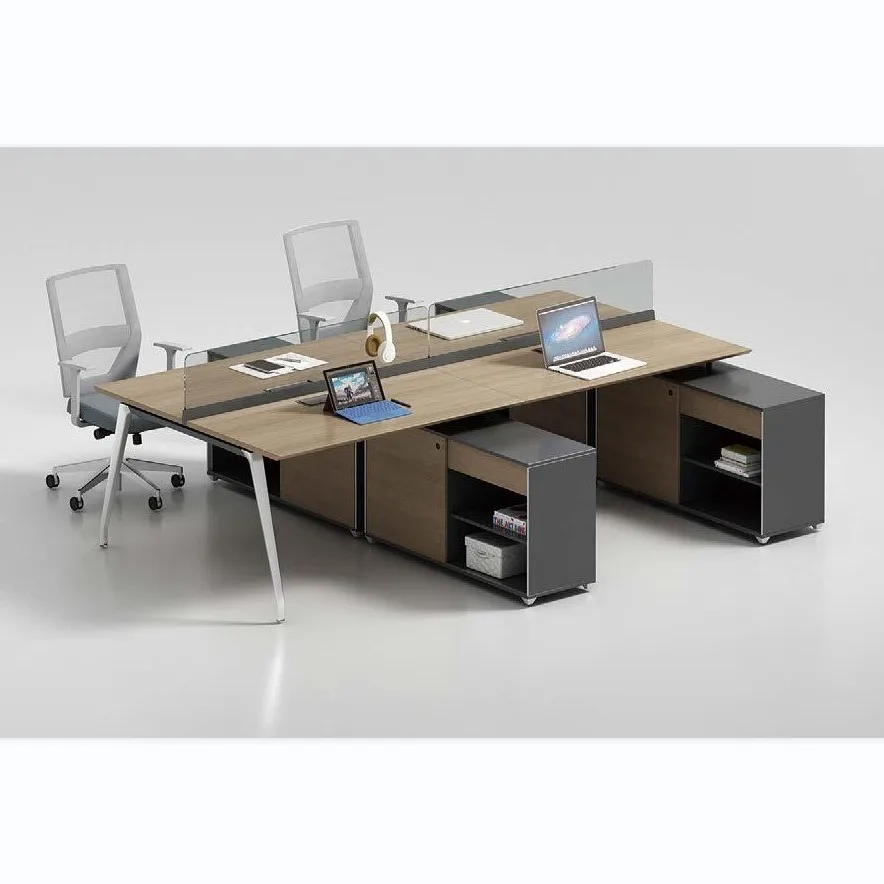 Europe style modern office table staff modular desk 4 person sharing modular desk open area staff desk worksation