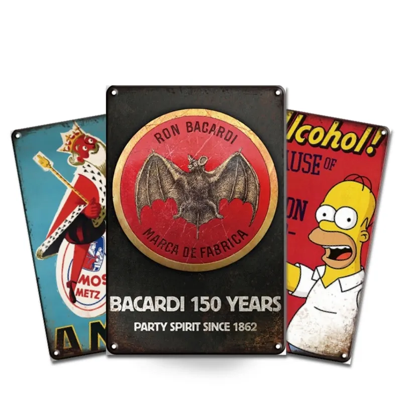 Bar Beer Vintage Metal Tin Signs, 20cm X 30cm, Bar Drinks Retro signs for Bar/Cafe/Home Kitchen/Restaurant/Garage/Man Cave.