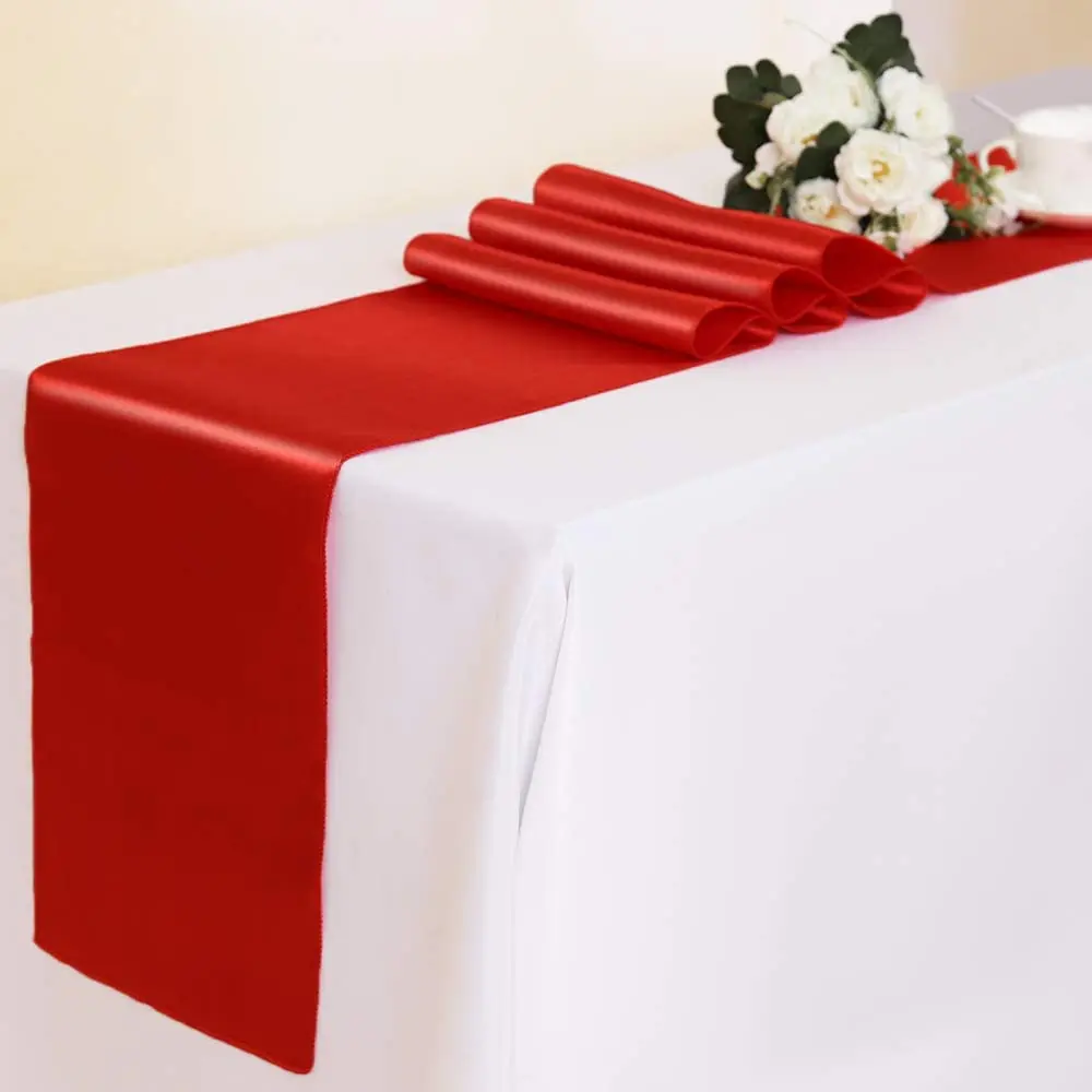 Красная атласная настольная дорожка Jiema роскошные украшения для свадьбы вечеринки дома гостиницы свадебные стола
