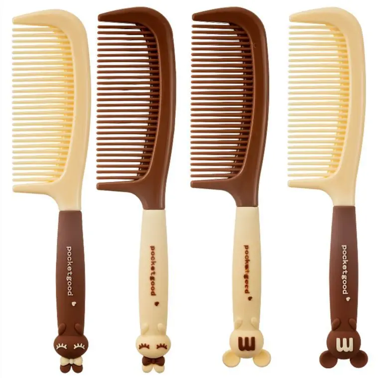 Mocha chocolate color Soft and cute white coffee Cute straightening comb Cartoons for home use Hairdressing plastic combs