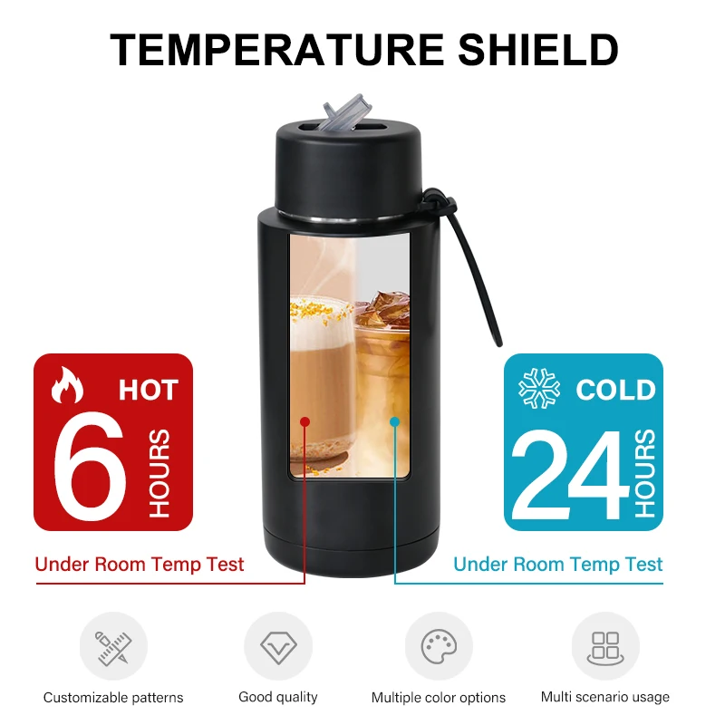 Custom Logo 34oz Double Wall Insulated Vacuum Stainless Steel Ceramic Coated Lined Reusable Water BottleBottles