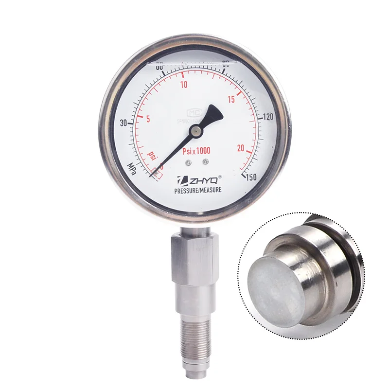 100 мм циферблат, силиконовый Манометр с масляным наполнением, манометр с уплотнением диафрагмы из Шанхая