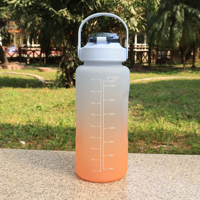 Wholesale 2L Inspirational Water Bottle Bottle with Straw with Time Reminder BPA Free Tritan Pp Camping Plastic Sports Bottle