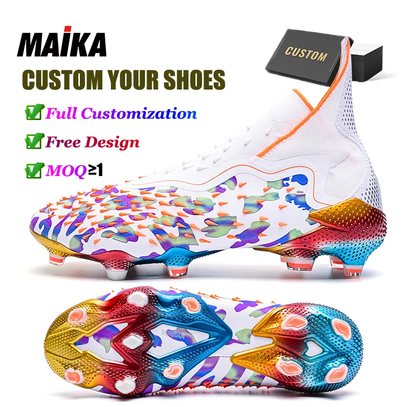 Design Soccer Shoes Zapatillas De Ftbol FG High Top Football Cleats Men Youth Student Sports Training Shoes Custom Soccer Boots