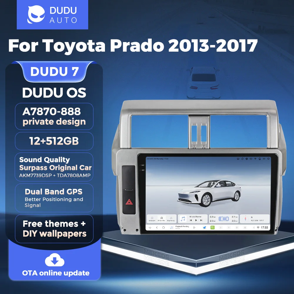 DUDUAUTO Car Radio Multimedia Player Stereo Autoradio Car-play Auto DSP For Toyota Land Cruiser Prado 150 2013-2017