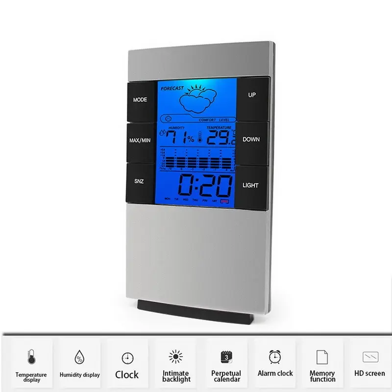 Digital Multifunction Weather Station Thermometer and Hygrometer Weather Forecast Thermometer Indoor and Outdoor
