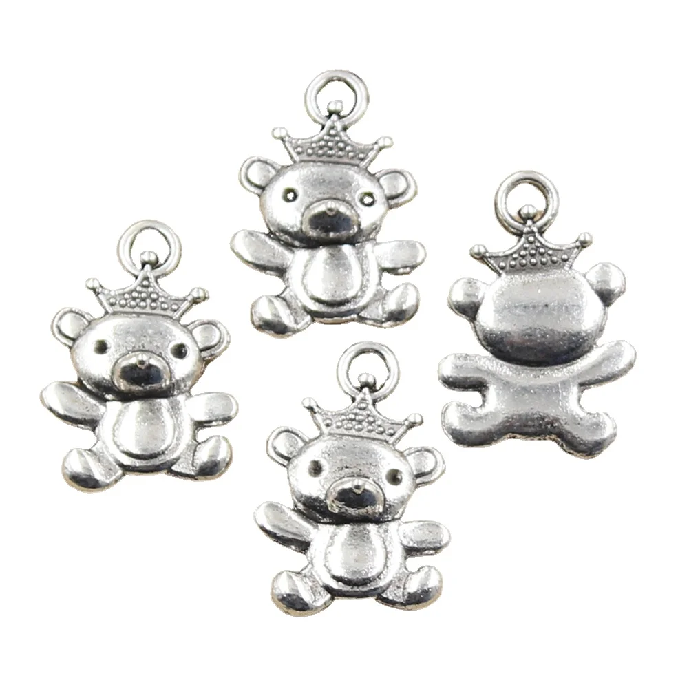 Charms koala bear with crown 22x16mm Handmade Making fit,Vintage Tibetan Silver Color Pendants,DIY For Bracelet Necklace