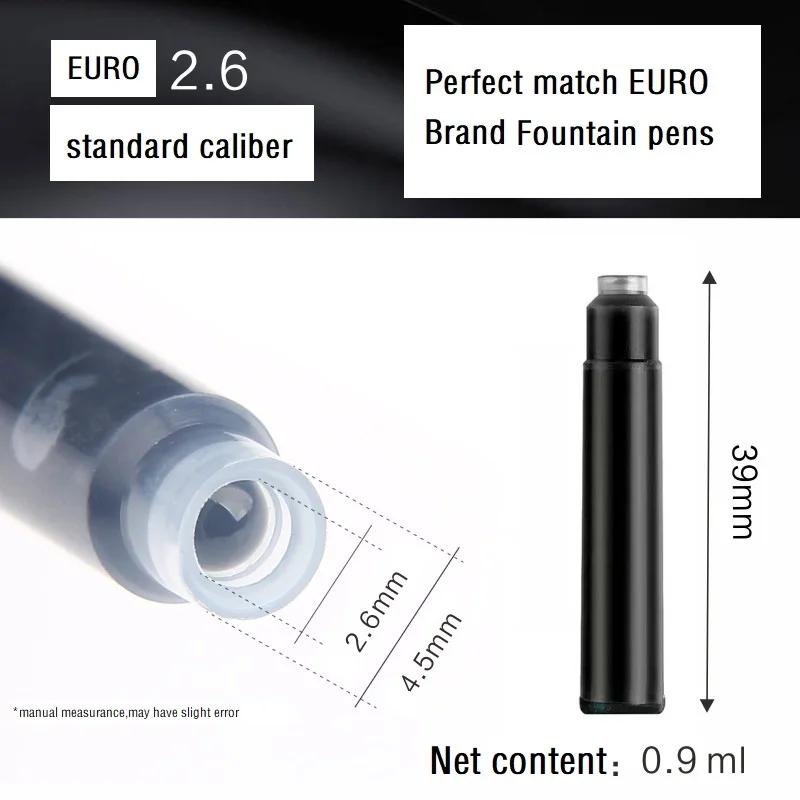High Quality European Standard 2.4-2.6mm Caliber Cartridges Pen Ink Fit Various Brands Fountain Pen Tip Gift Box Packaging