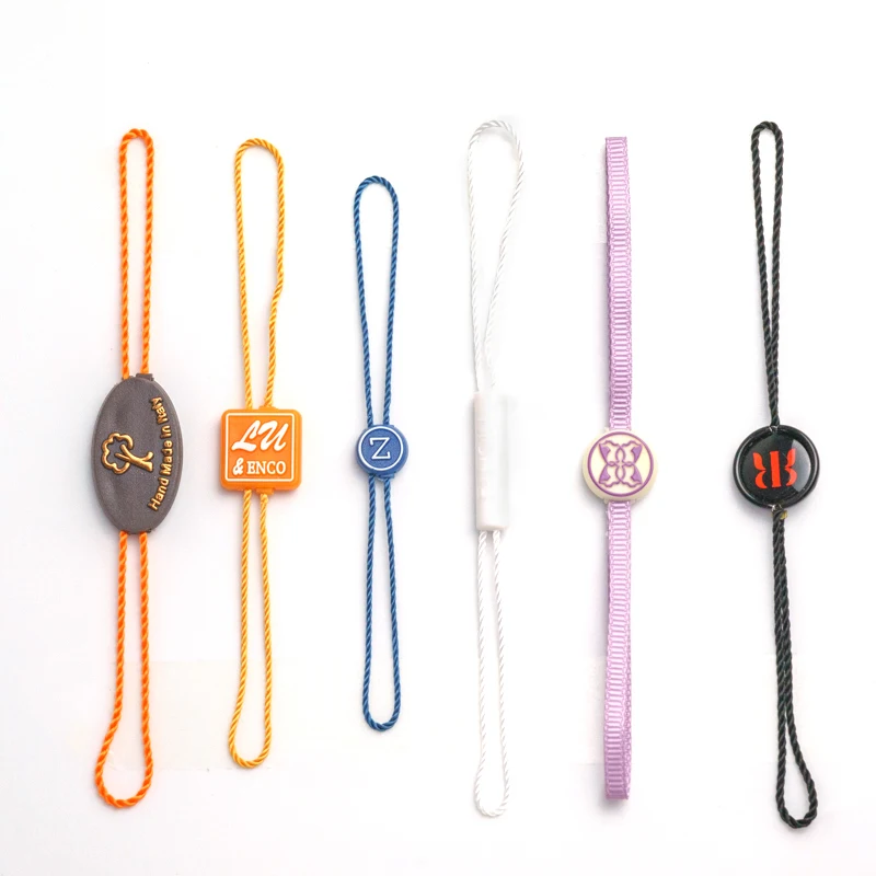 Biodegradeable PLA clothes string plastic garment seal cord GRS string lock pure cotton no Fluorescent agent