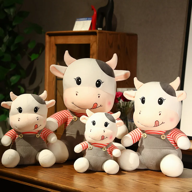 2022 hot selling good quality cute stuffed soft plush cow toy with T-shirt  bull plush toy milk cow doll