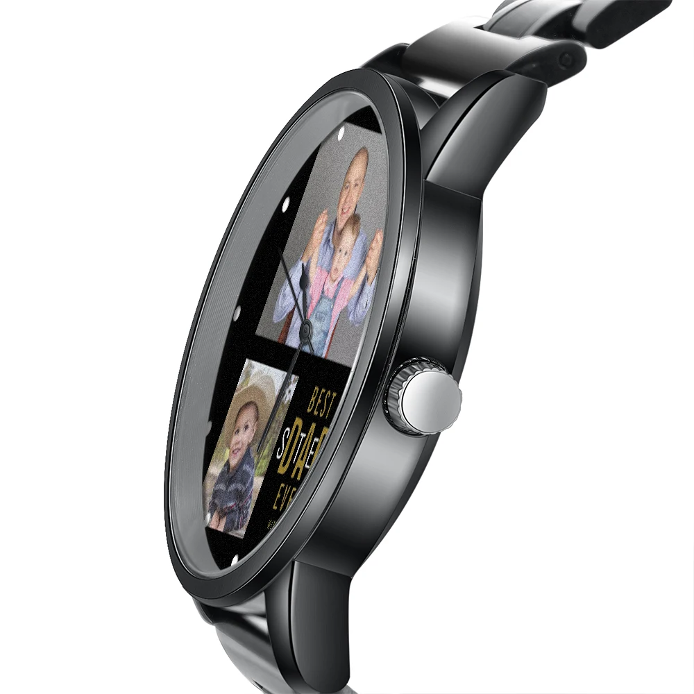 Часы мужские черные с фото на заказ, ширина браслета 21 мм