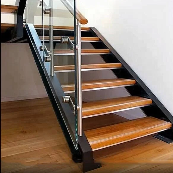 Factory Quality Customized Professional Good Price Of Indoor Metal Baluster Wood Stair Treads Modern  Steel Stair