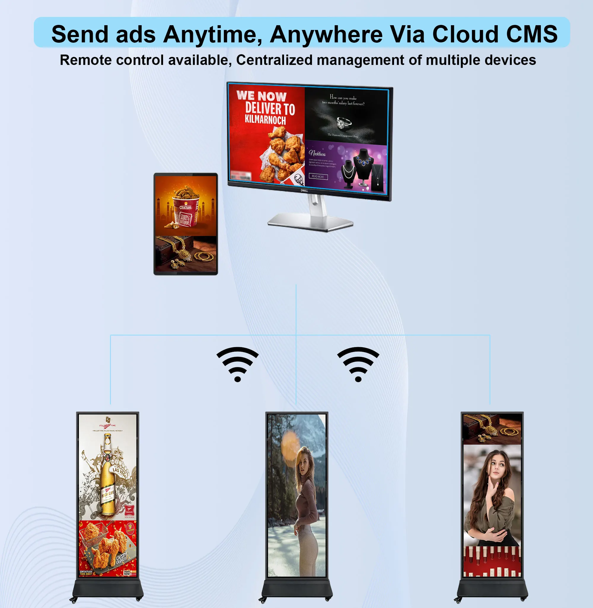 Full Screen Advertising Machine Totem Touch Screen Kiosk 75inch Exhibition Hall LCD Digital Signage Display For Video Player