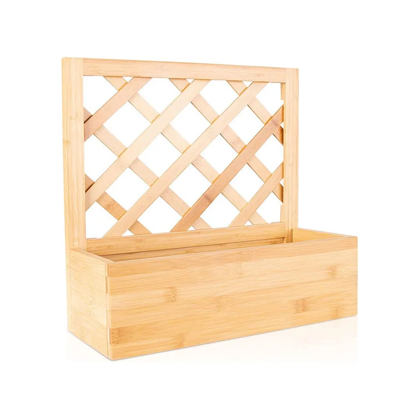 Custom Diamond Trellis Vegetables Flower Herb Plants Bed Elevated Wooden Box Stand Garden Planter Raised Box