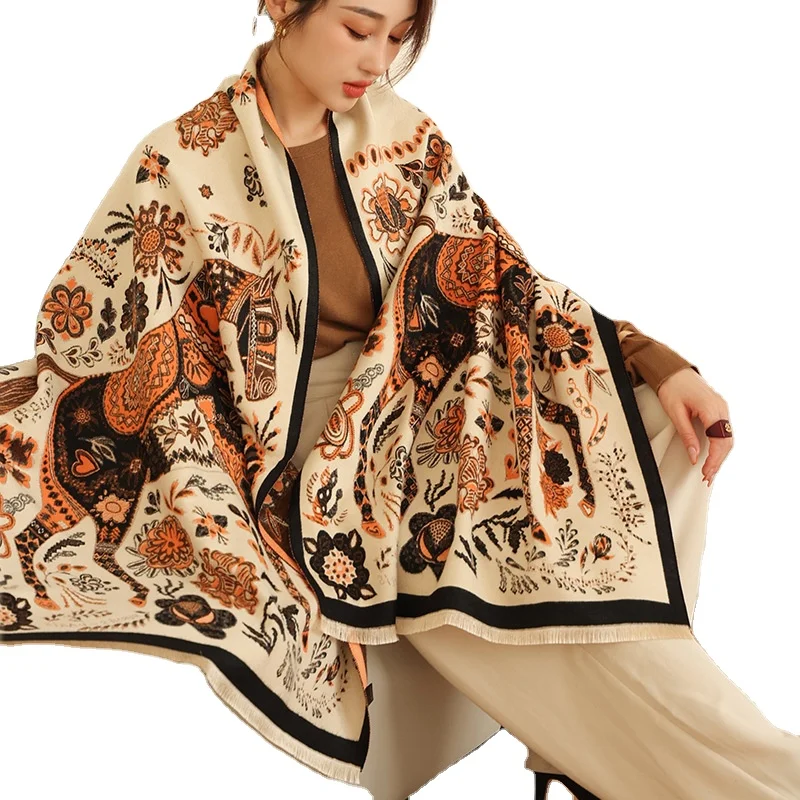 Customized Ladies Cashmere Blanket Shawl Winter Thickening Warm Scarf Spring and Autumn Air Conditioning Shawl