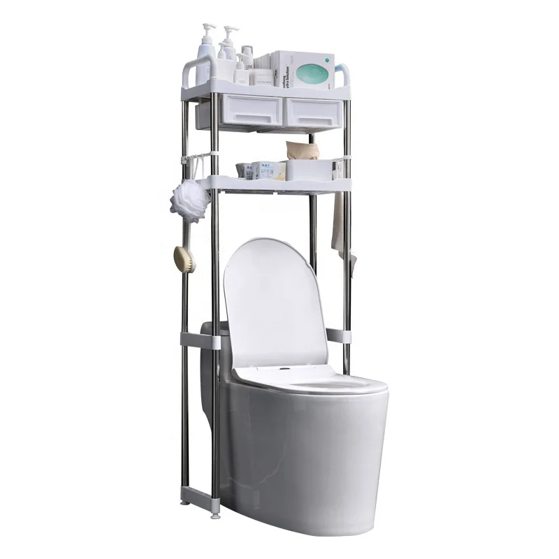 Bathroom Washing Machine Bathroom Shelf Toilet Restroom Floor Toilet Rack Punch Free Washbasin Storage Shelf