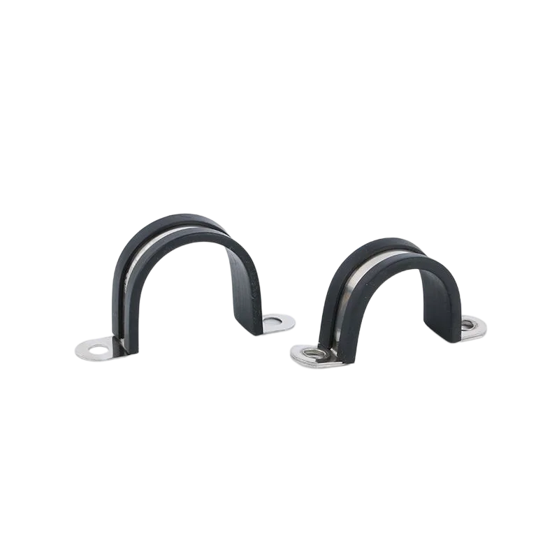 304 Stainless Steel Rubber Cushion Pipe Clamp U Clamps Assortment Metal Cable Clamp