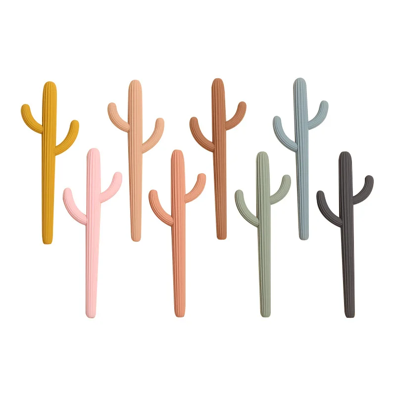 Food Grade Soft Silicone Toys Cactus Shaped Straw Teether Baby Pacifier Teether