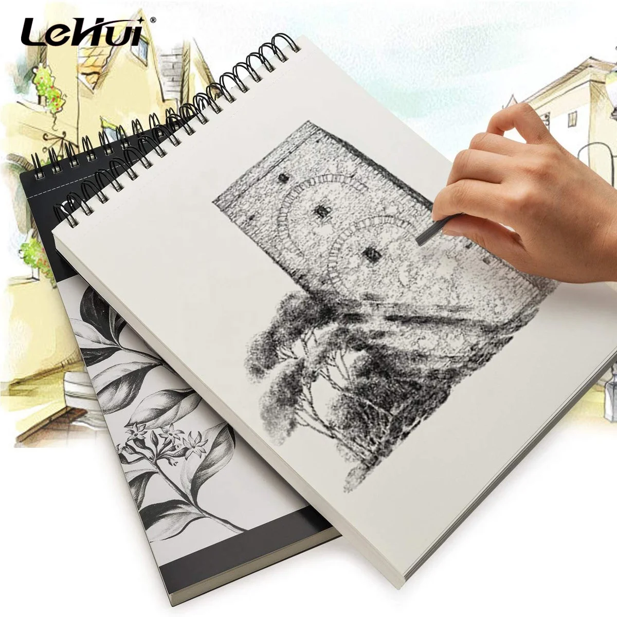Lehui Hot Sale 9 X 12 inches 100 Sheets Art Drawing Pad Sketch Book Notebook