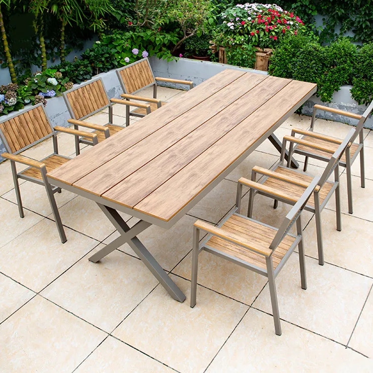 Profession new fashion furniture outdoor dining garden outdoor plastic wood table for sale