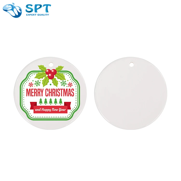 In Stock Low Moq Personalized Felt Christmas Round Flat Ornament For Hanging