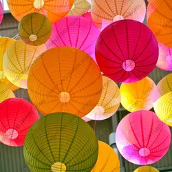 Round Mini Chinese Holiday Party Wedding Decorative Paper Lanterns For Hanging