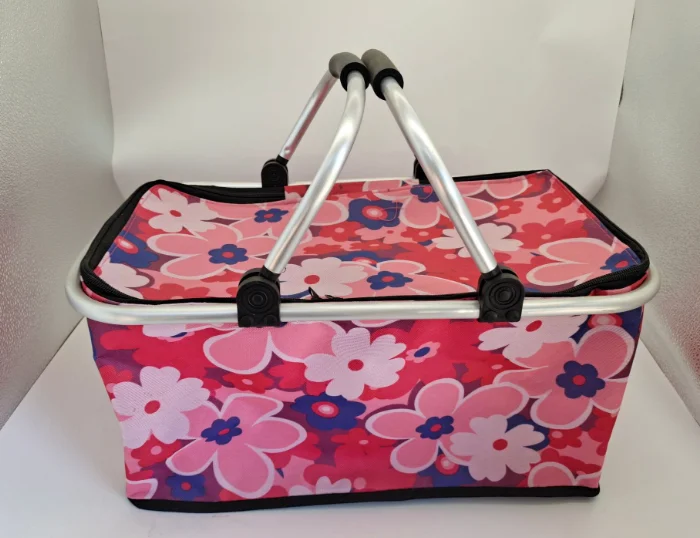 Floral Printed Collapsible Leakproof Cooler Bag Oxford Insulated Picnic Basket for Beach Leak Proof Cooler Picnics Beach Trips