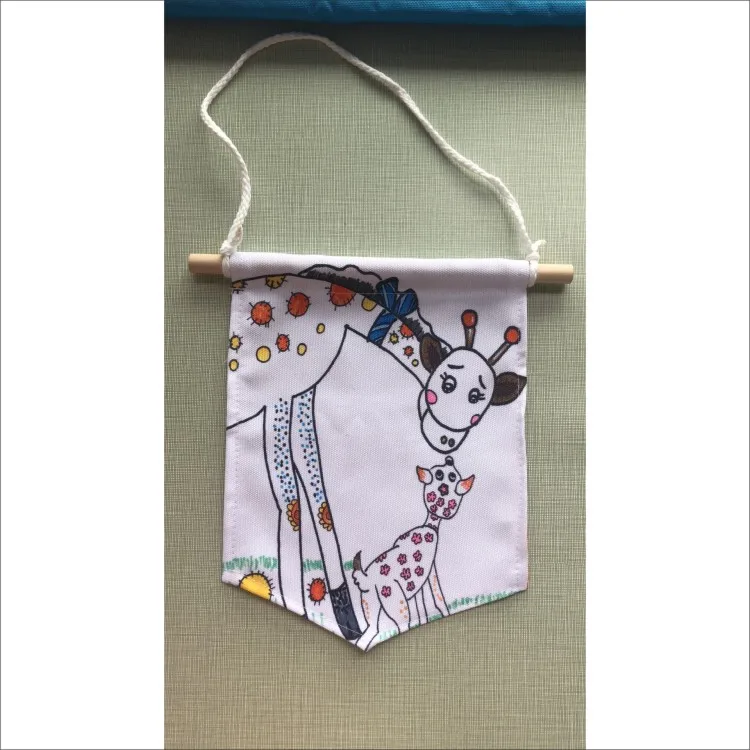 Custom Logo DIY drawing  Sublimated Printing Cotton Canvas Hanging Wall Blank Banner Pennant Flag